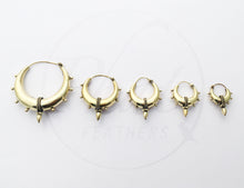 Load image into Gallery viewer, Brass Spike Hoop Earrings
