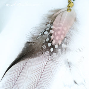 Flamingo and Guinea Fowl Ethical Feather Earring