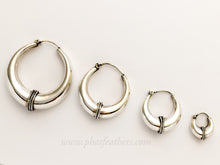 Load image into Gallery viewer, Silver Band Hoops
