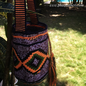 Purple/Orange Handmade Colombian Wayuu Bag
