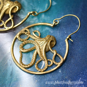 Octopus Brass Earring