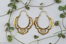 Load image into Gallery viewer, Lotus Flower Hoop Earrings
