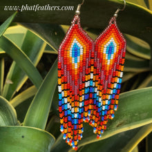 Load image into Gallery viewer, Rainbow Beaded Hanging Earrings
