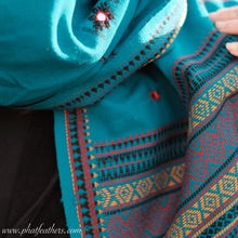 Cotton Himalayan Blanket Shawl Turquoise