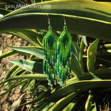 Load image into Gallery viewer, Light Green Beaded Hanging Earrings
