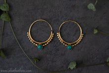 Load image into Gallery viewer, Dainty Brass Gemstone Hoops
