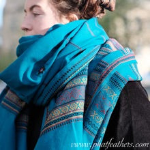 Load image into Gallery viewer, Cotton Himalayan Blanket Shawl Turquoise
