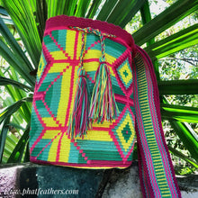 Load image into Gallery viewer, Pink/Yellow Handmade Colombian Wayuu Bag
