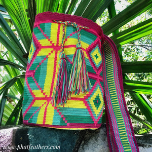 Pink/Yellow Handmade Colombian Wayuu Bag
