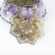 Load image into Gallery viewer, Geometric Floral Mandala Brass Earrings

