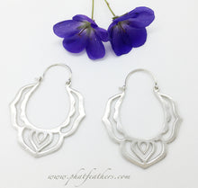 Load image into Gallery viewer, Silver Lotus Hoops
