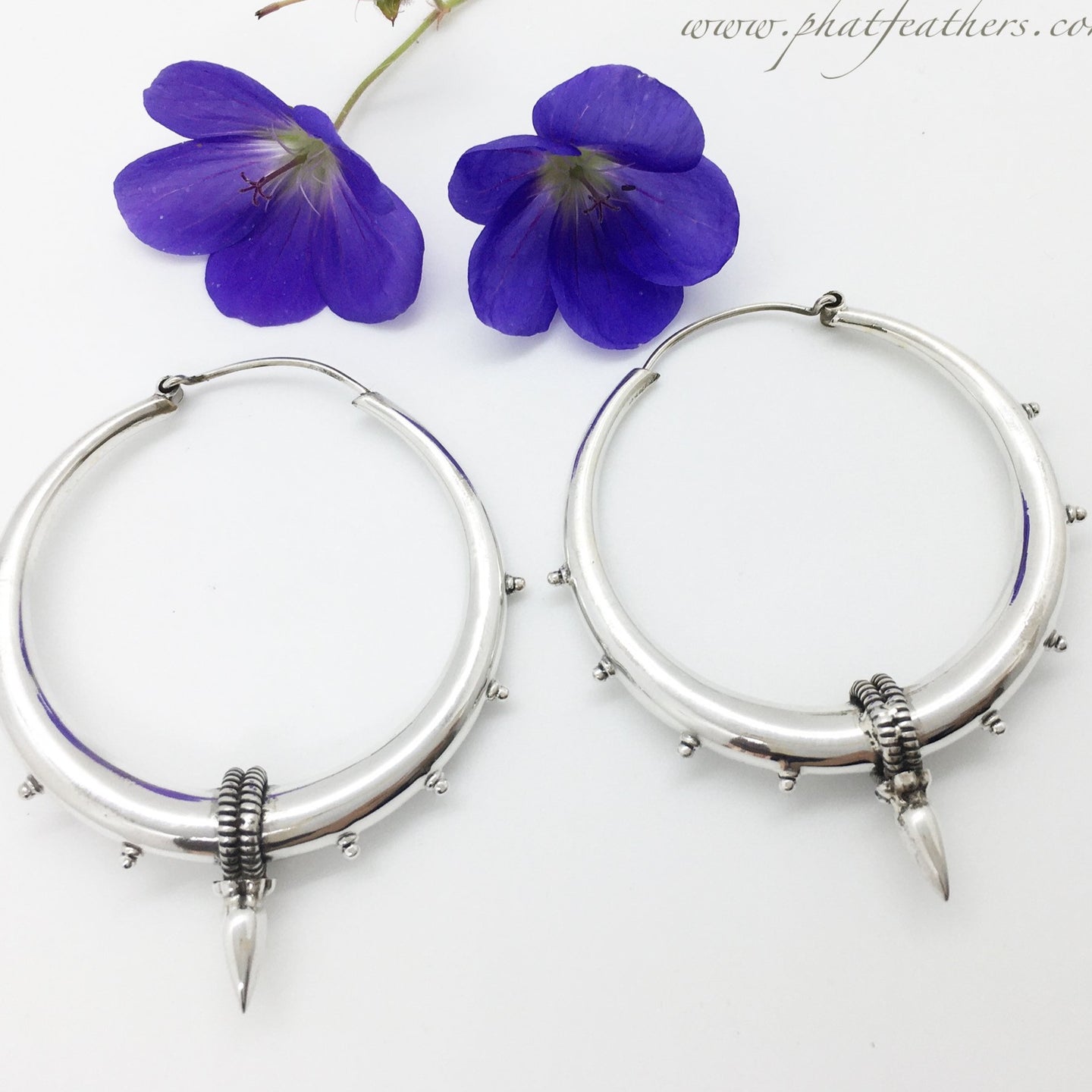 Thin Sterling Silver Spike Hoops