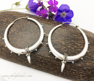 Thin Sterling Silver Spike Hoops